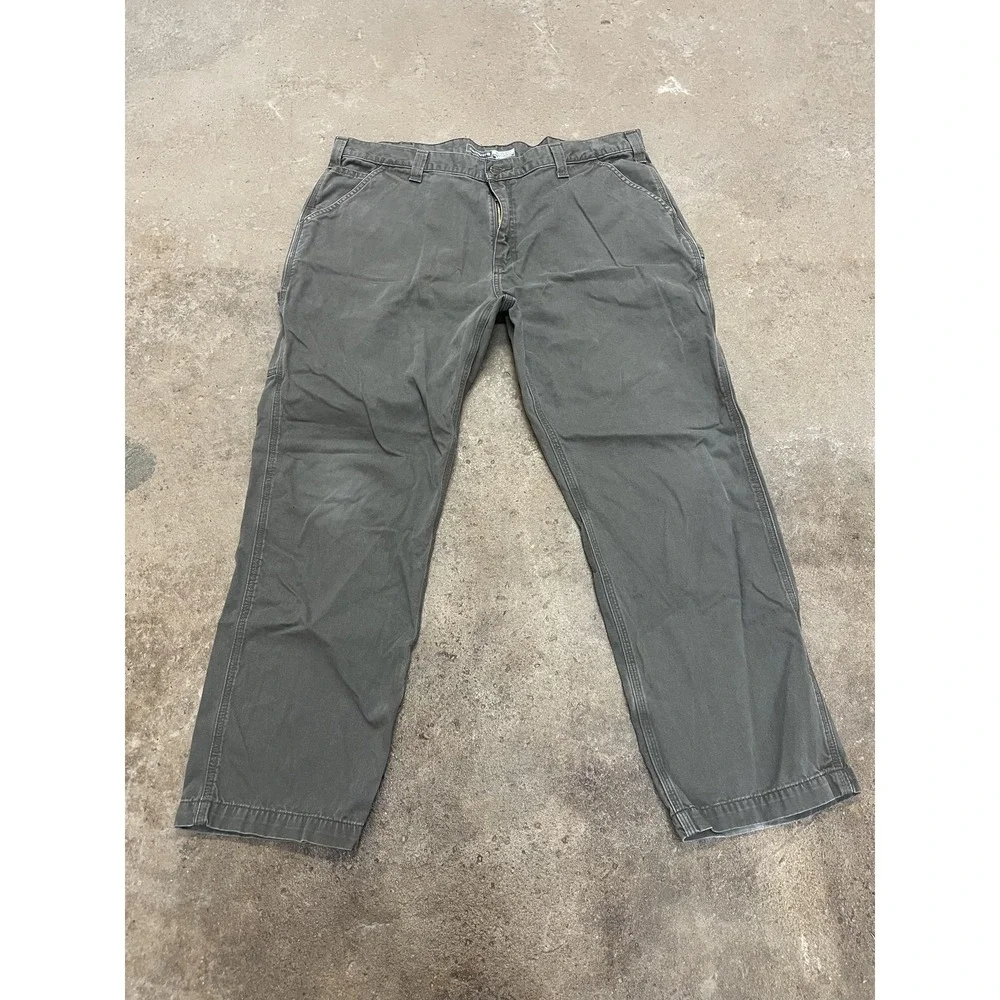 Carhartt Pants Mens‎ 42x32 Gray Relaxed Fit Canvas Carpenter Work B324 DFE